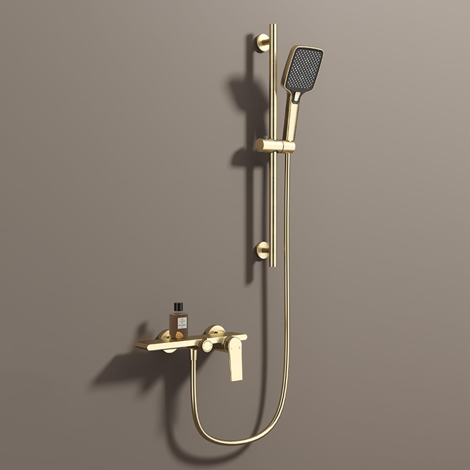 Mitigeur bain/douche avec barre rigide murale, la solution gain de place stable