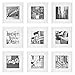 Gallery Perfect's 9-Piece - Square Photo Frame - Stunning Display with Frame Wall Gallery Kit - Decorative Art Prints & Hanging Template - Effortless Styling - Square Wall Mount - White Frame