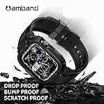 amBand Bands Compatible with Apple Watch 9/8/7/SE (2nd)/SE/6/5/4 45mm/44mm Case for Men, M1 Sport Series Rugged Case Protective Cover for iWatch SE2/6/SE/5/4/3 42/44/45mm Men Black - Image 3
