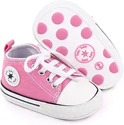 KKIIDDSS Unisex Baby Girls Boys Canvas High-top Shoes, Newborn Infant Anti-Slip Soft Sole Frist Walking Breathable Sneakers