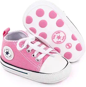 KKIIDDSS Unisex Baby Girls Boys Canvas High-top Shoes, Newborn Infant Anti-Slip Soft Sole Frist Walking Breathable Sneakers