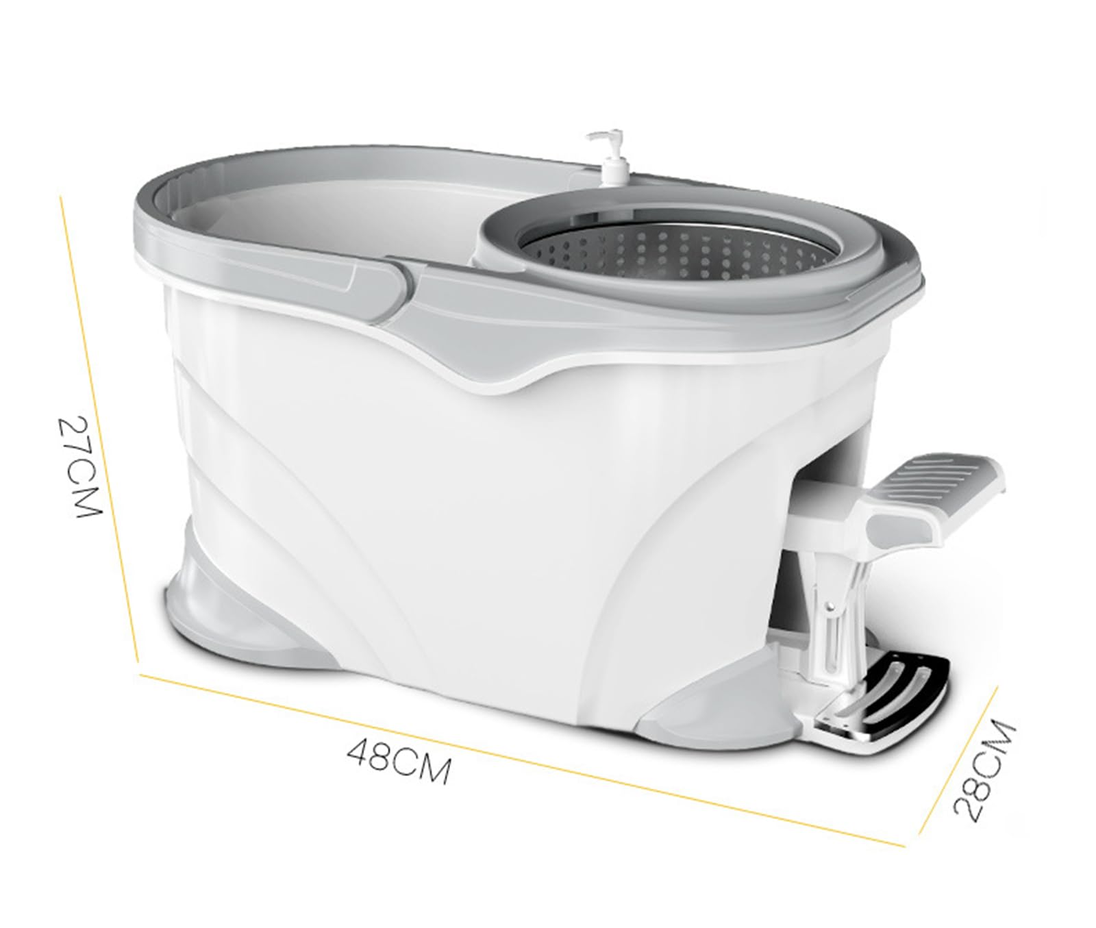 Juego de Cubo y fregona giratoria de Acero Inoxidable con Pedal, fregona giratoria Resistente con 2 Cabezales de fregona de Microfibra, Cubo de fregona fácil de escurrir,B