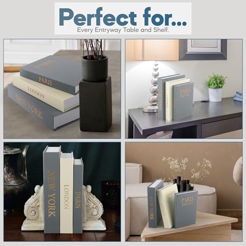 Image of Faux Book Storage Box Set (Set of 3) - Decorative Faux Books with Hidden Storage for Coffee Table Decor, Bookshelf or Mantle - Linen Decorative Book Boxes - Aesthetic Decor for Homes