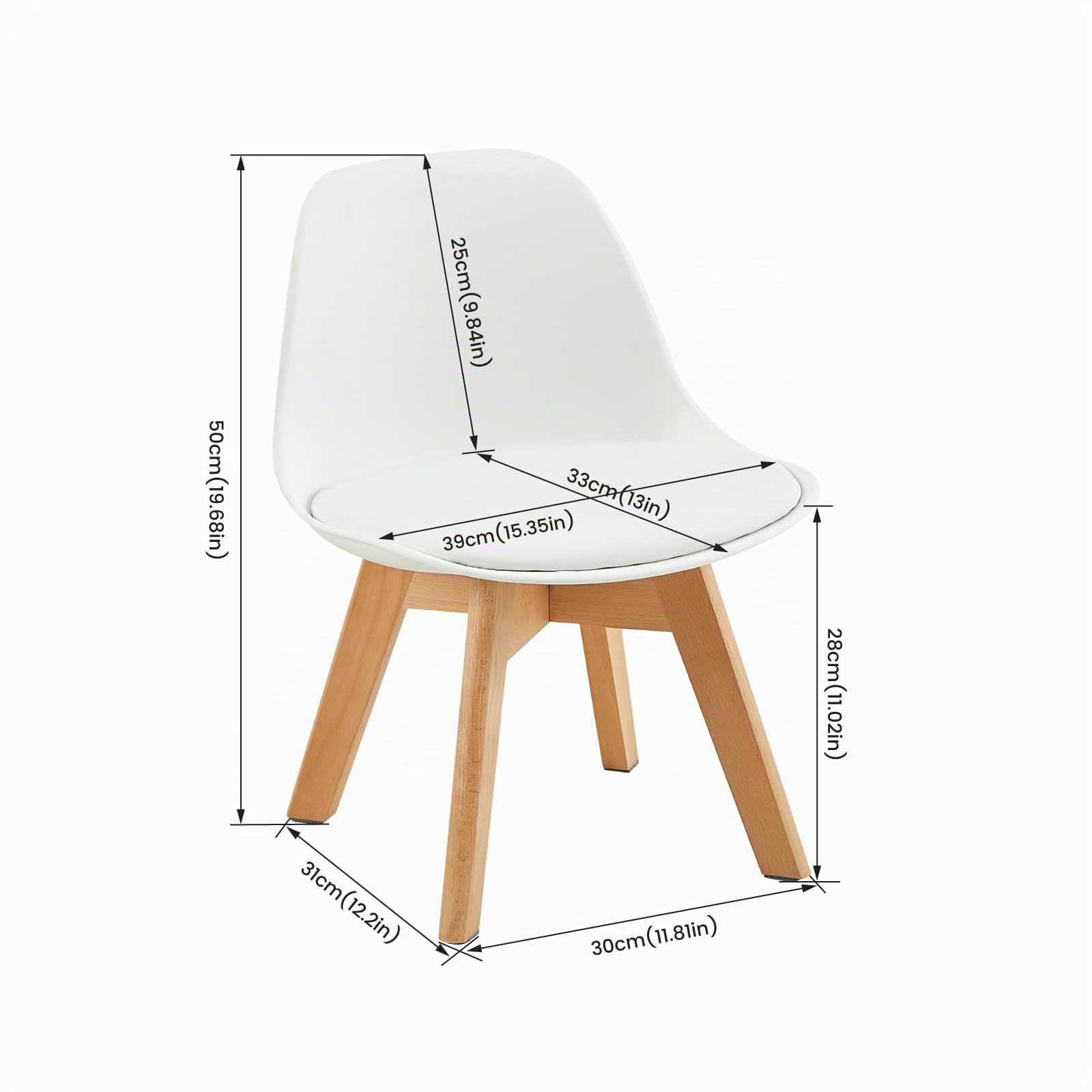 EGGREE Chaises pour Enfants, Pieds en Bois, Hauteur du siège 33 cm, chaises avec Dossier, siège pour Enfants,Blanc