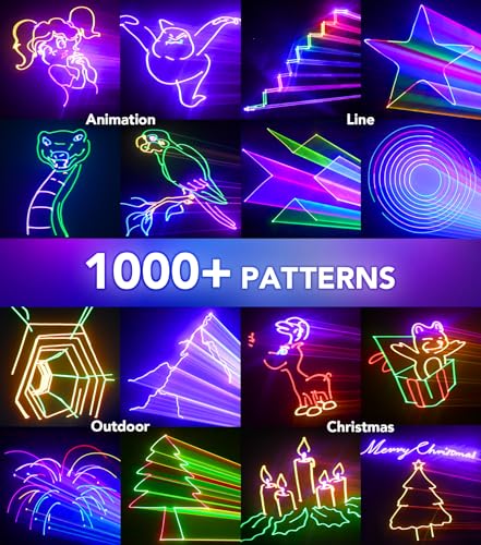 Image of KeoBin APP DJ Laser Lights Professional - 200+ 3D RGB Animation Laser Light Show, Hand Drawing, Custom Patterns, Sound Actived & DMX Sync for Party, Stage, Club