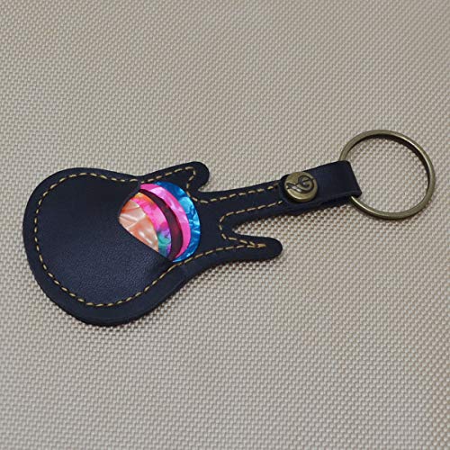 Étui en cuir pour médiators de guitare avec porte-clés, sac pour médiators de guitare avec 5 médiators (noir) - Les Beatles, Paul McCartney, John Lennon, RIngo Starr, George Harrison Étui en cuir pour médiators de guitare avec porte-clés, sac pour médiators de guitare avec 5 médiators (noir) – Image 4