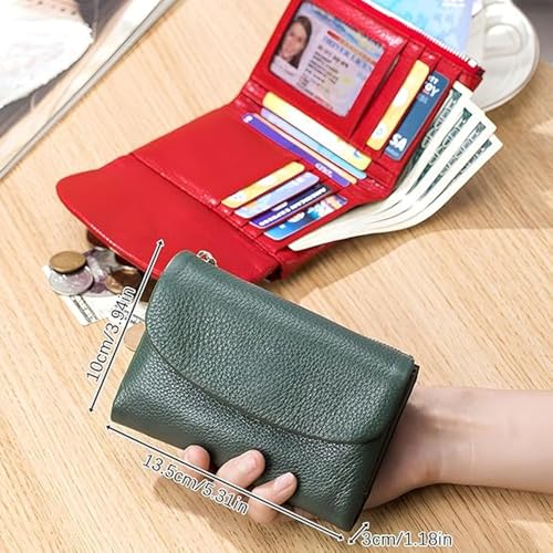 Joyfullygo Wallet, Unisex Pebble Leather Wallet, Genuine Leather Relevantk Wallets, Coin Holder & Cash Slots, Genuine Leather Wallets for Men & Women (Linen Blue) (Gold)2