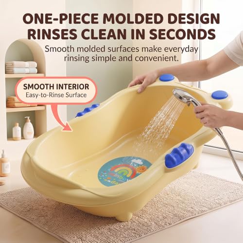 Image of StarAndDaisy Baby Bath Tub for 0-5 Years, Spacious Baby Bathtub with Smooth Rounded Edges, Raised Base, Easy Drain Plug, One-Piece Design, Infant Bath Tub for Newborns & Toddlers