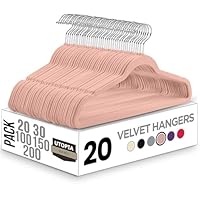 Utopia Home Velvet Coat Hangers Adult - Heavy Duty Non-Slip Premium Velvet Hangers for Clothes - 360 Degree Swivel Hook, Pink, Pack of 20