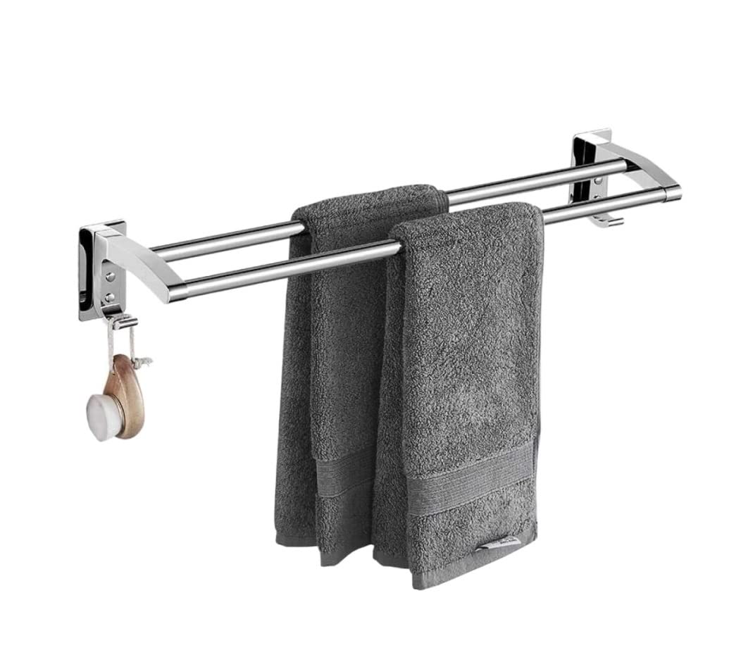Stainless Steel Towel Rack with Hook, Multifunctional Wall-mounted Towel Bar Storage Bath Rail Sing Towels Bar Holder(60cm)