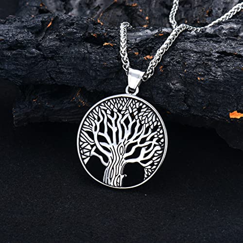 Swordgod Tree Of Life Necklace For Men,Stainless Steel Tree Of Life Pendant Necklaces For Men Tree Of Life Jewelry Father's Day Gift For Dad Brother Him #TOP5