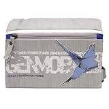 je ein flaches Reißverschlussfach unter und auf dem Deckel, 2 Standfüße aus Gummi