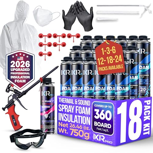 ixirpro Spray Foam Insulation Kit (18 PK Kit-26.46oz) Expanding Sealant, Closed Cell Spray Foam Heat Acoustic Insulation, High Density, Cleaner, Gun