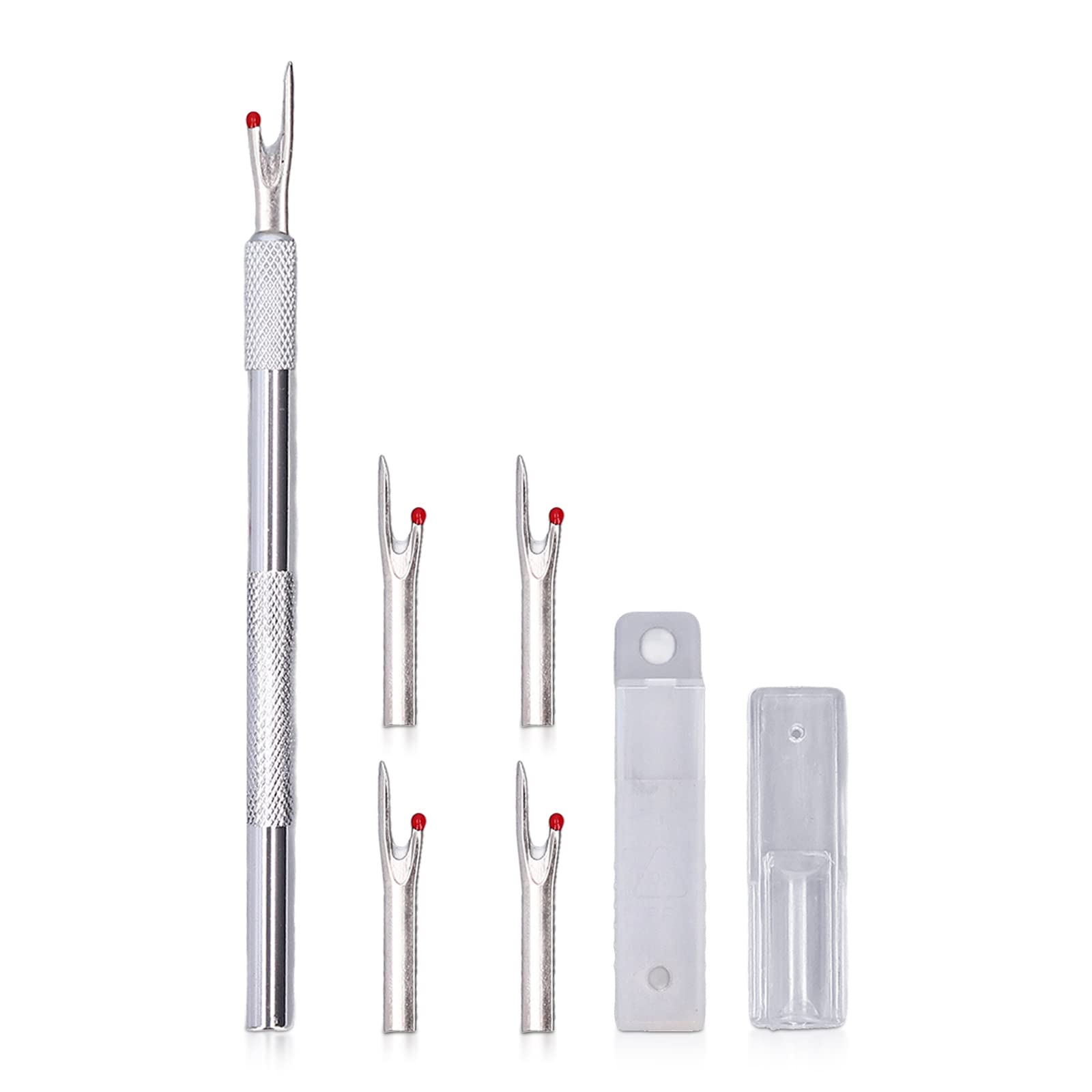 Seam Rippers for Sewing, High-Carbon Steel Stitch Unpicker with 5 Replacement Blades and Red Ball Tip Stitch Ripper Stitch Unpicker Tool for Sewing Embroidery Needlework DIY Craft
