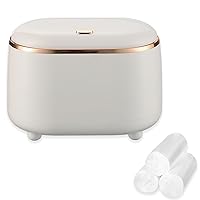 Vista 1 de Mini bote de basura para encimera con tapa, papelera de plástico con 3 rollos de bolsas de basura, mini contenedor de escritorio de 1.5 litros