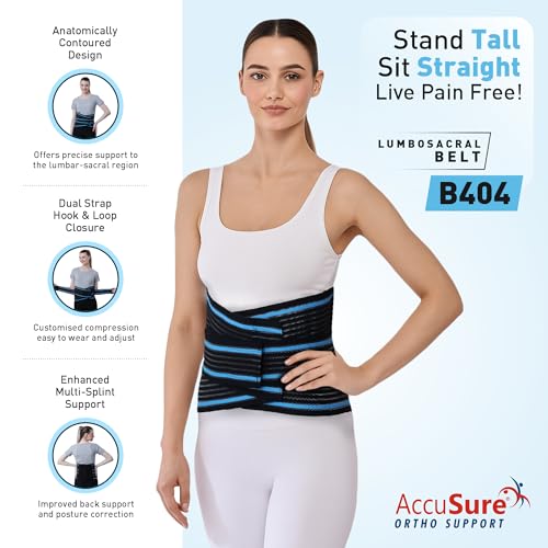 Image of AccuSure Fabric LS Belt Special Fit For Size XL & XXL | Lumbo Sacral Back Support Belt For Lower Back Pain Relief, Spine Support & Posture Correction | Adjustable Back Brace For Men, Women
