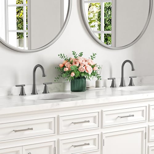 Image of Bathroom Faucet 3 Hole, Brushed Grey Faucets with Drain and Supply Lines