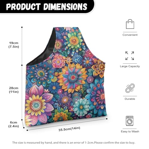 Image of ZUXONGSYBoho Colorful Floral Yarn Bag with Holes for Crochet Lightweight Yarn Storage Bag Organizer Portable Knitting Handbags and Totes Knitting Accessories