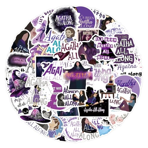 55 Agatha All Along pegatinas para ordenador portátil, pegatinas geniales para adolescentes, niños, monopatín, teléfono