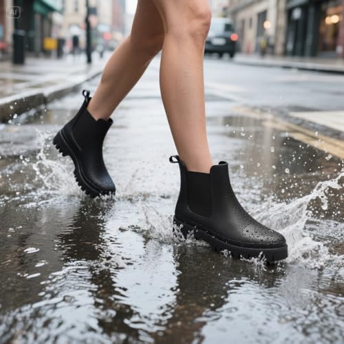 HISEA Chelsea Rain Boots Women Ankle Garden Boots for Women Short Rubber Boot Outdoor4