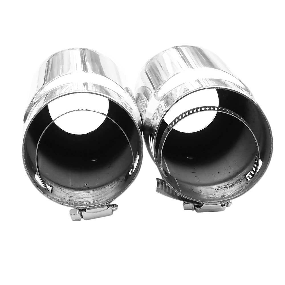 Autohobby 6017 - Doble embellecedor de tubo de escape universal para tubo de escape deportivo de acero inoxidable hasta 65 mm cromado A B C G H J CC 3 4 5 6 7