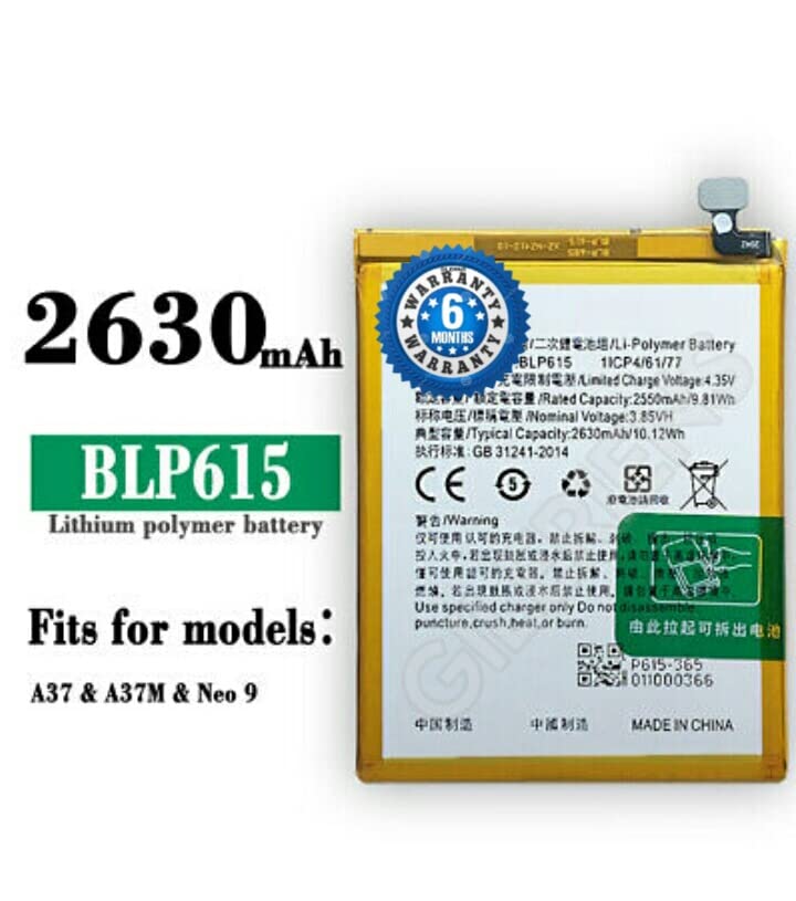 Image of Original BLP615 Battery for Oppo A37 Neo 9 Neo 7 / A37T / A37M / A37f / A37fw / A37m / A33f / A33w / A33fw / Battery with 6 Month Warranty *** (P00159)