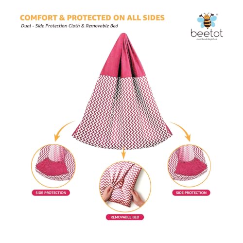 Image of Premium Swing Cradle Set | Hanging Swing Cradle, Removable 5-Layer Padded Bed & Mosquito Net | Up to 15 kg | Red Stripes