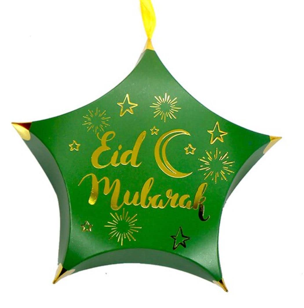 Eid Mubarak Star Candy Box (10 Pieces, Green)