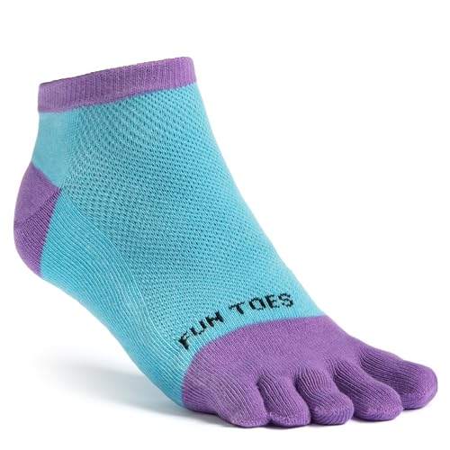 Image of FUN TOES Women's Cotton Toe Socks-Barefoot Running- Breathable- 6 Pairs Pack-Size 9-11 Lightweight