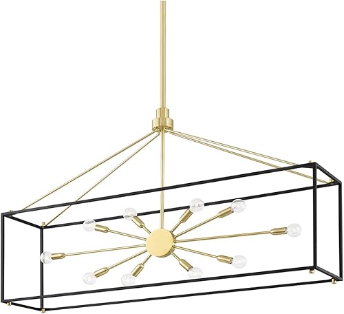 Hudson Valley Lighting 8948-AGBBK Glendale - Isla de 10 luces, latón envejecidoacabado negro