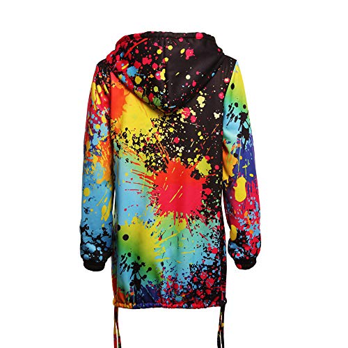 Women Windbreaker Jacket Teen Girls Rainbow Color Casual Hoodies Jacket, Long Sleeve Zipper Up Sweatshirt Outerwear(Black, M)