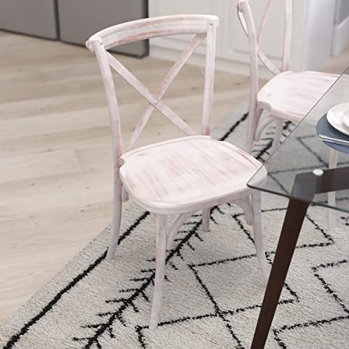 Merrick Lane Bardstown X-Back Bistro Style Wooden High Back Dining Chair In Lime Wash #TOP2