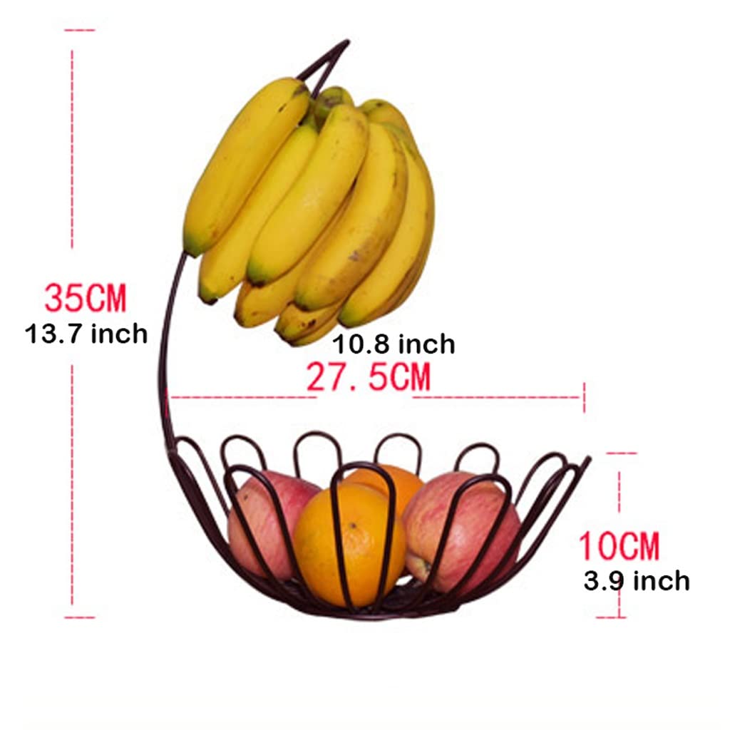 Miska na owoce, Kosz owoców Z Wieszakiem Bananowym, Druciany Miska Owocowy Uchwyt Bananowy Kosze Do przechowywania Stojak na blat kuchenny, stół jadalny Stojak na przekąski, Ciasto(White)