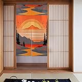 ツリーヒルズアンドリバーズホーム装飾ドアカーテン、遮光&防風、プライバシー&断熱、86x143cm&*(2枚継ぎ合わせ)。