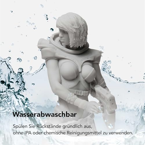 Phrozen Wasser Waschbares 3D Drucker Resin | 405nm Photopolymer UV-Harz für LCD Printer | Geruchsarm, Water-Washable, Schneller Aushärtung | Grau (1kg) – Bild 4