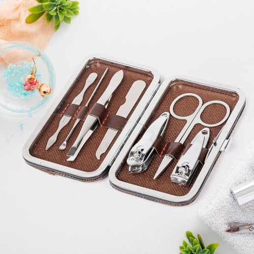 Image of SOVELY 7 In 1 Manicure Kit, pedicure tools for feet, Nail Clipper, Manicure Pedicure kit for women and Men Grooming Kit, Acne Needle, Nail Filer Kit Professional Manicure Pedicure Set With Case