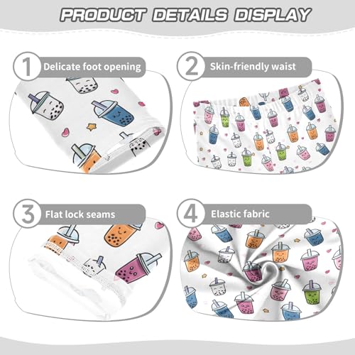 Girls' Athletic Leggings Ankle Length Yoga Dance Pants Kids Teen 4T White Bubble Milk Tea3