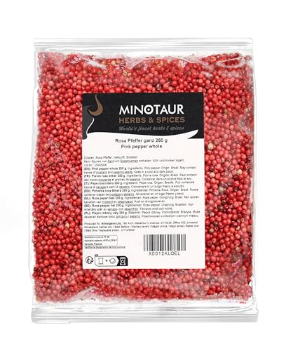 Minotaur Spices | Pimienta rosa entera | 2 x 250 g (500 g) | Pimienta en grano bayas rosas