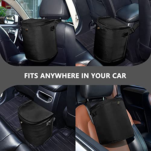 Image of Wudan Small Car Trash Can Black Accessories for Garbage Storage Organizer with Lid Waterproof Portable Auto and Truck Interior Seat Bin