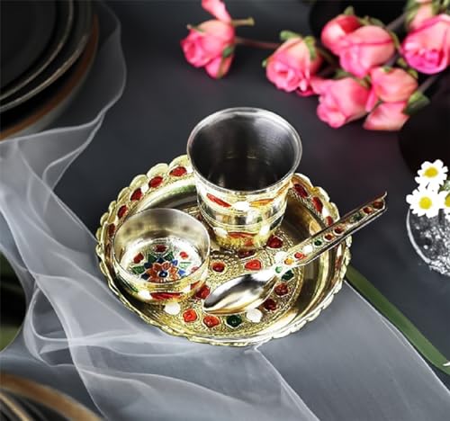 Image of Laddu Gopal kanha ji Thakur ji bhagwan bhog puja prasadam Thali Set for Home mandir or Gifting to Others (4 Items)