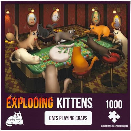 Cats Playing Craps Jigsaw Puzzle by Exploding Kittens, 1000 Pieces, Ideal for Adults Teens, and Kids - Image 4