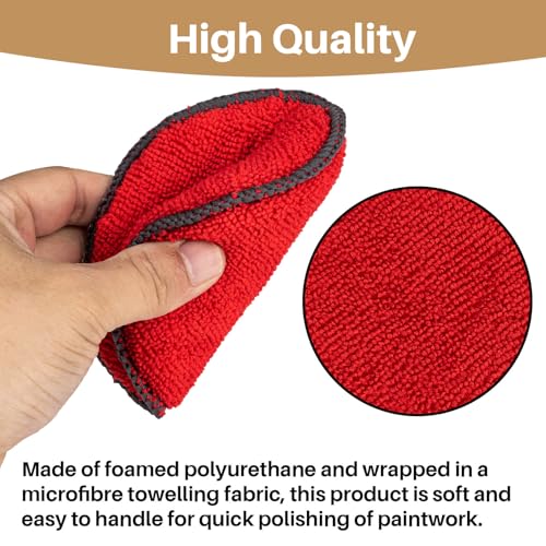 Image of Sukh 12 Pack Microfiber Foam Car Wax Applicator Pad - Foam Applicator Pads Detailing Round 4.72 inch Polishing Sponges for Car Wax Applicator Pad Red.