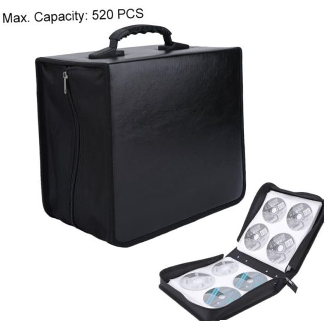 Alipis Portafoglio CD e Dvd Portatile Capacità 400 Dischi Custodia Chiusura a Zip Materiale Pu e Tessuto Organizer per Casa e Viaggio