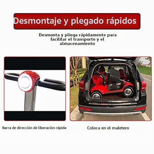 Scooter de movilidad plegable Scooter de movilidad portátil de 4 ruedas Scooter de movilidad eléctrico ligero Silla de ruedas con luces delanteras LED para adultos mayores discapacitados