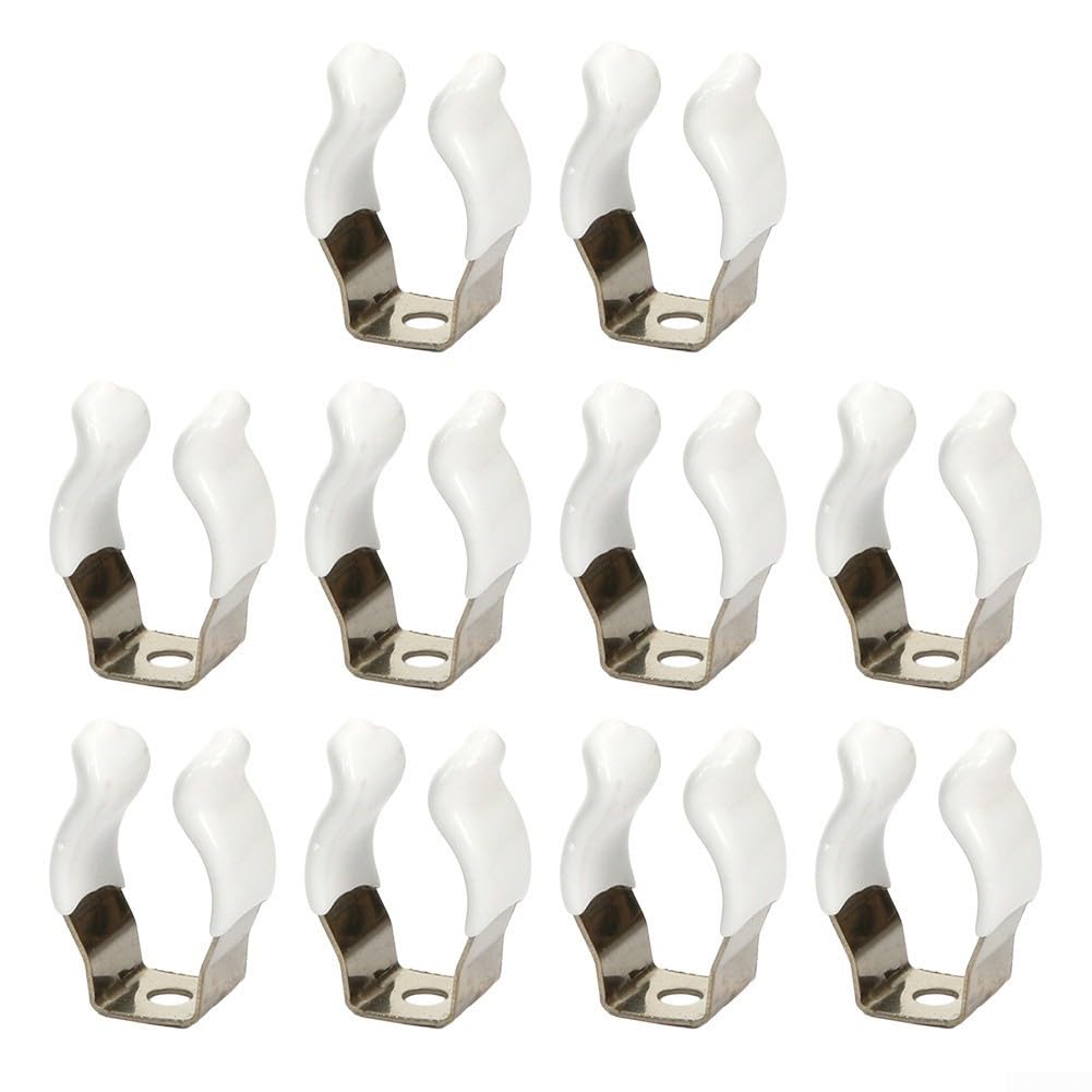 10pcs Spring Terry Clips Open Type Stainless Steel Tool Holder for Garage Shed Storage, Rubber Lined Pipe Clamp for Brooms Rakes Brushes(12mm)