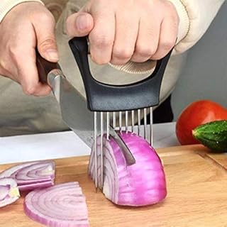 Food Slice Assistant, Stainless Steel Onion Fork Holder, Multifunctional Kitchen Vegetable Slicing Auxiliary Tool, Tomato ...