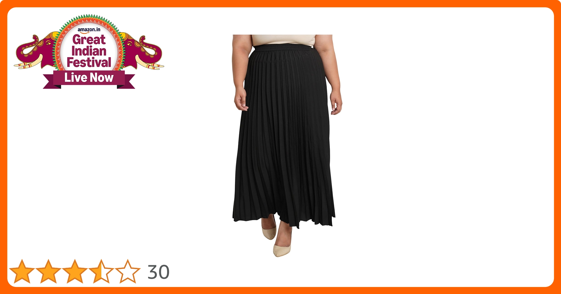 Buy U&F Women Plus Size Black Solid Pleated Maxi Skirt at