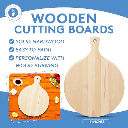 Tabla de Cortar Redonda de Madera de 16 pulgadas con Mango, para Servir y Decoración del Hogar, por Woodpeckers miniatura 5