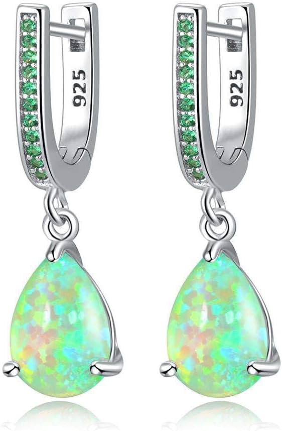 Opal Dangle Drop Earrings White Gold or Rose Gold Plated Opal Jewelry for Women Girls Wedding Earrings