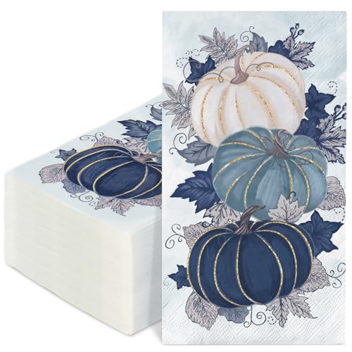 Serviettes en papier d'automne parfaites pour un repas de fête bleu
